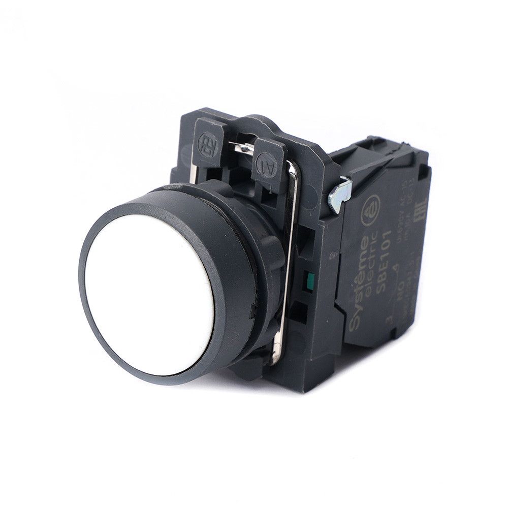 Кнопка SB5 в сборе модульная 22мм белая с возвратом пластик 1НО фото