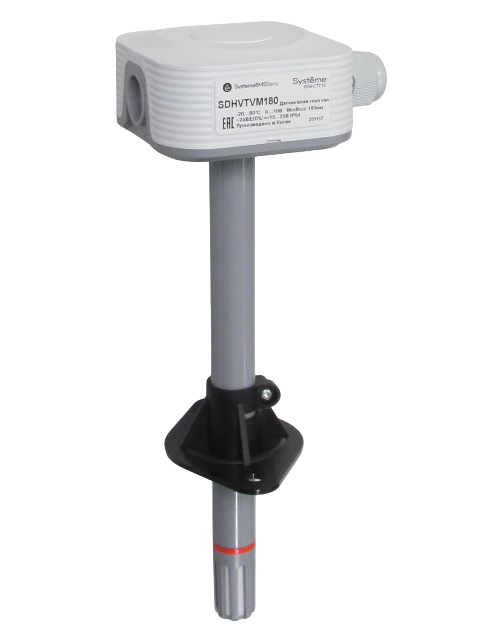Датчик влажности и температуры канальный, 0…10В -20…+80°C Modbus 180мм(40…155мм) ~24В/=15…35В фото