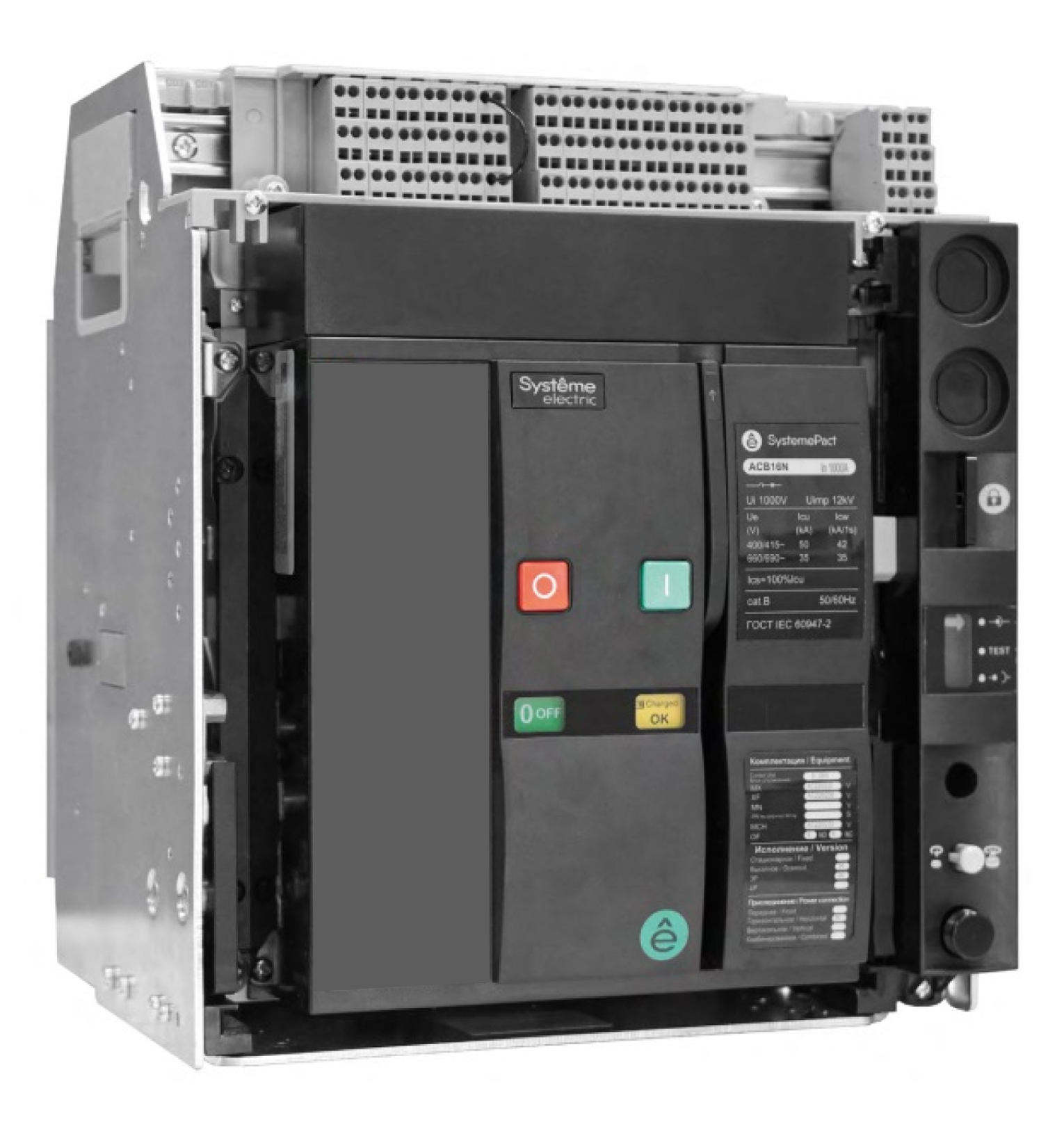 ВОЗДУШНЫЙ ВЫКЛ.-РАЗЪЕД. SYSTEMEPACT ACB16NA 1000А 3P ВЫК,ГП MCH+MX+XF AC230V фото