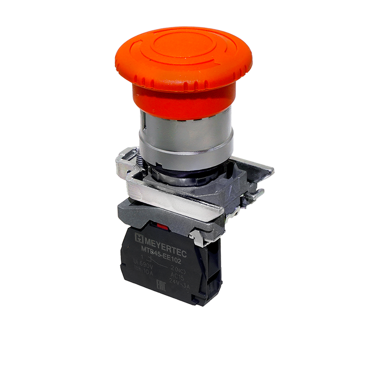 Кнопка грибовидная аварийной остановки, красная, 40 мм, возврат поворотом с фиксацией, 1NC, IP65, металл Meyertec MTB4-BS542