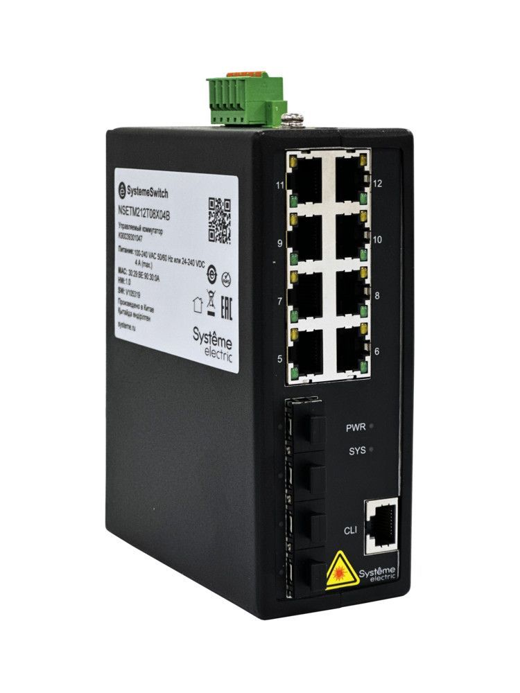 Управляемый промышленный коммутатор Ethernet L2+, 8x10/100/1000BaseT, 4x1000BaseX SFP фото