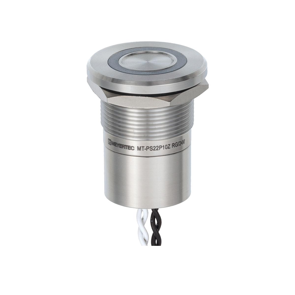 Пьезокнопка, Ø22 мм, подсветка кольцом (красная/зеленая), 4х-проводная, NO, с фиксацией, 24В AC/DC, IP68 фото