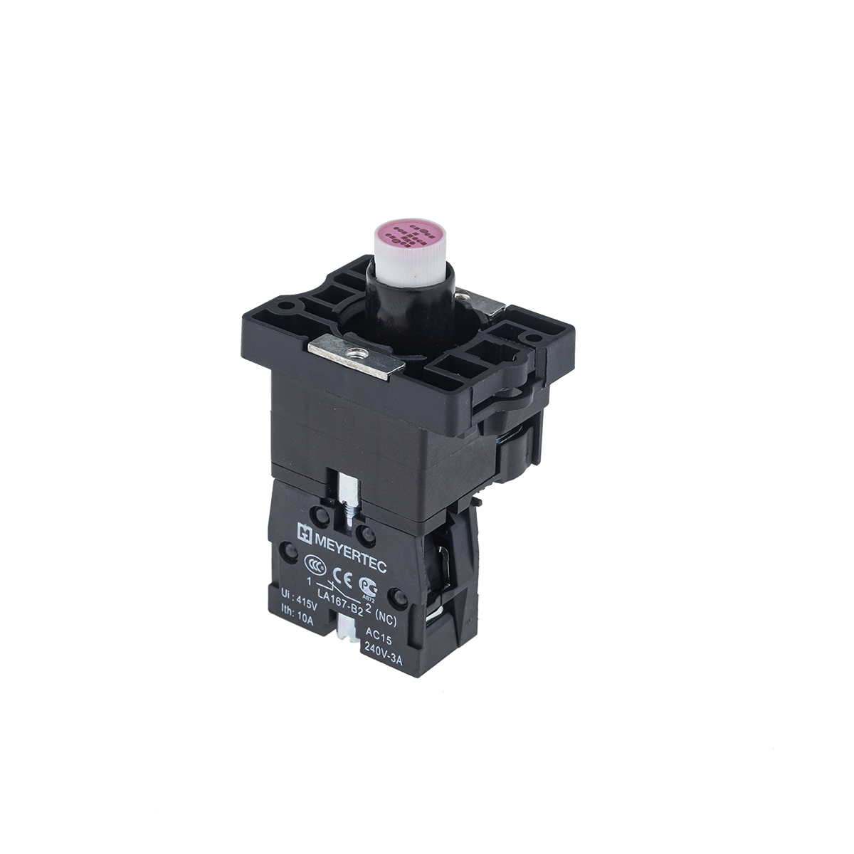 Основание с подсветкой 1NC красный 220V, пластик Meyertec MTB2-EW634