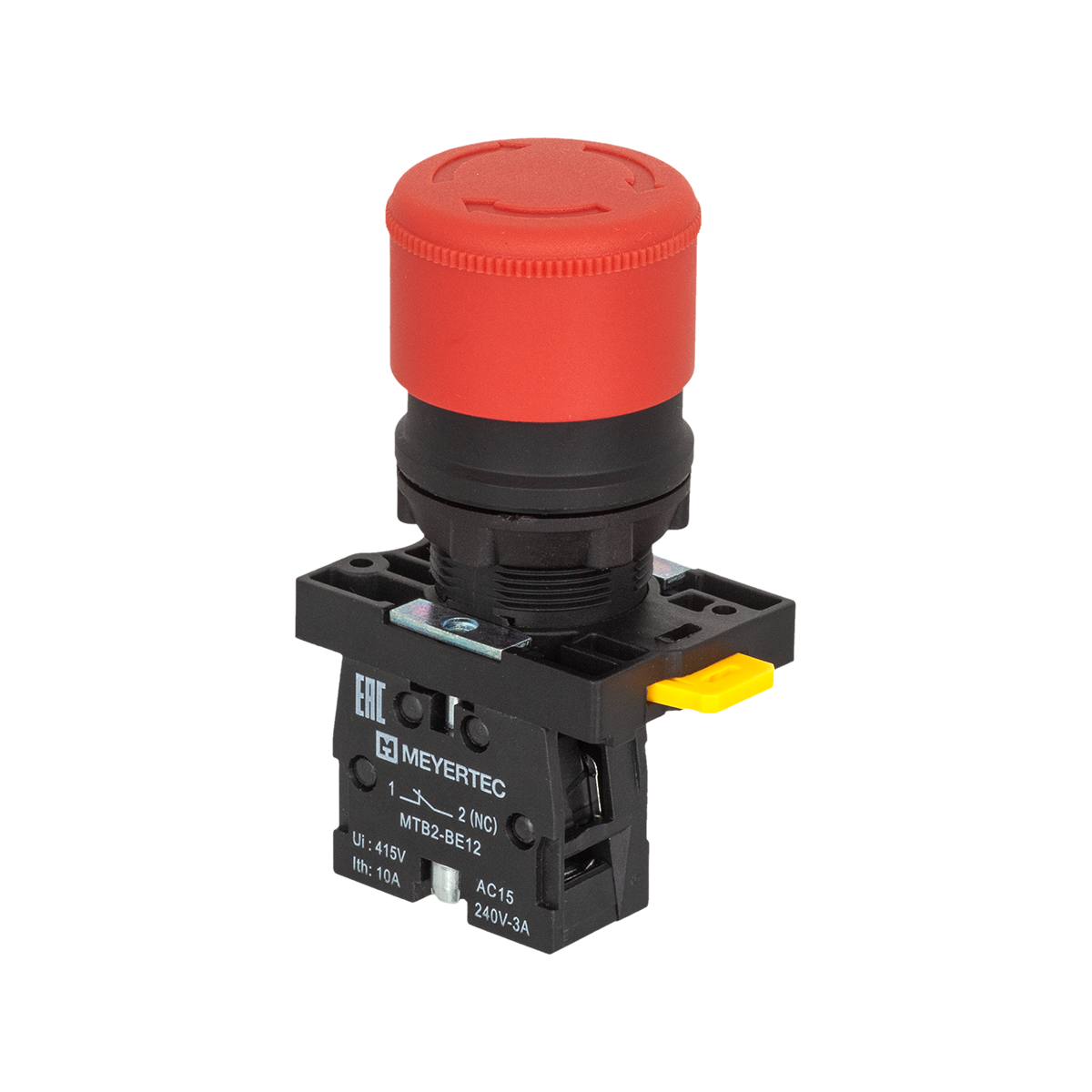 Кнопка грибовидная аварийной остановки, красная, 30 мм, возврат поворотом с фиксацией, 1NC, IP54, пластик Meyertec MTB2-ES442 фото