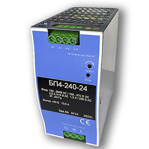 Теко БП4-240-24 Блок питания, максимальная мощность 240 ВТ, выходное напряжение 24 В DC, размер 63х125,2х113,5 фото