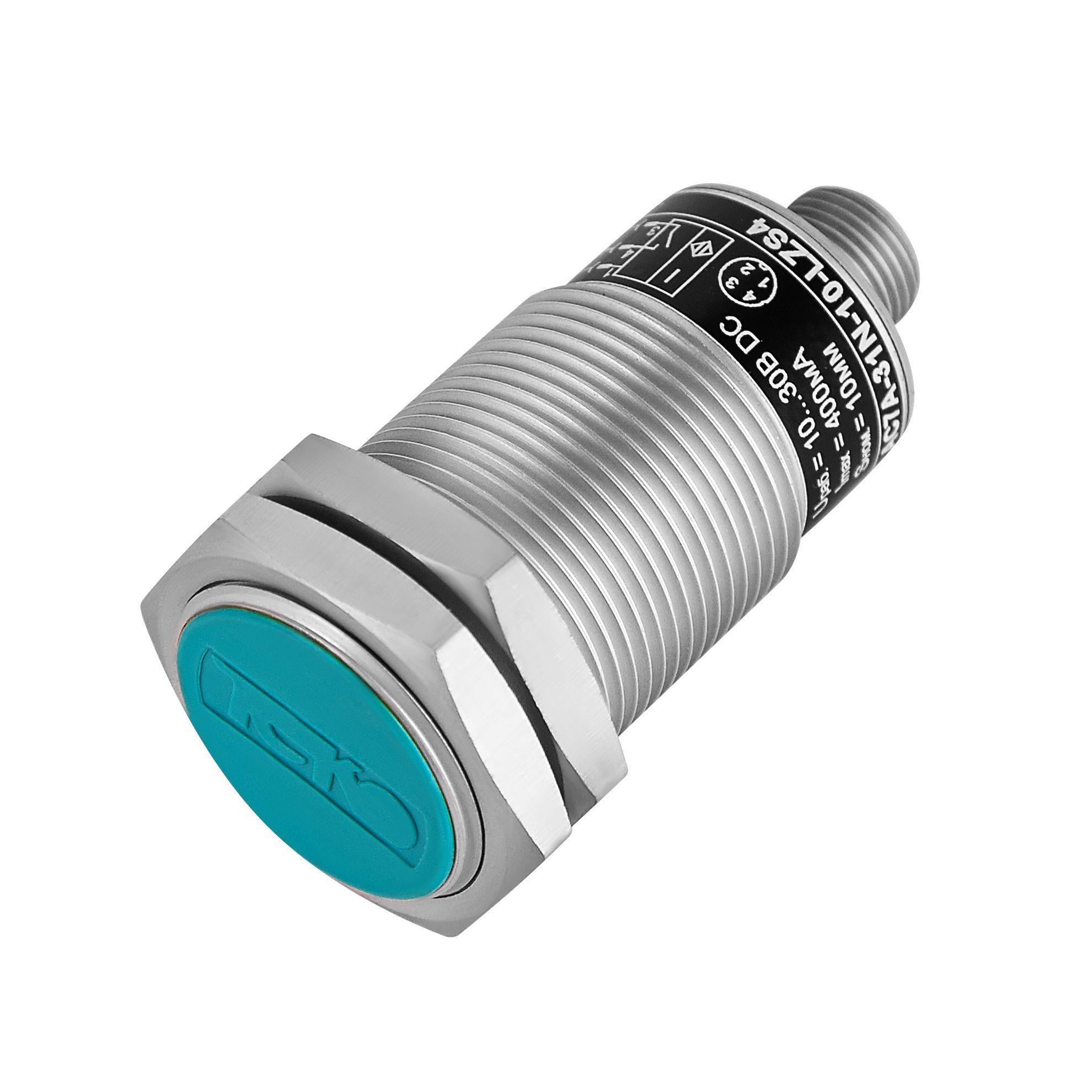 Теко ISB AC7A-31N-10-LZS4, Индуктивный датчик,Sn=10 мм,корпус М27x1,5 Алюминий заподлицо,10...30DC NO NPN,IP67,разъем фото