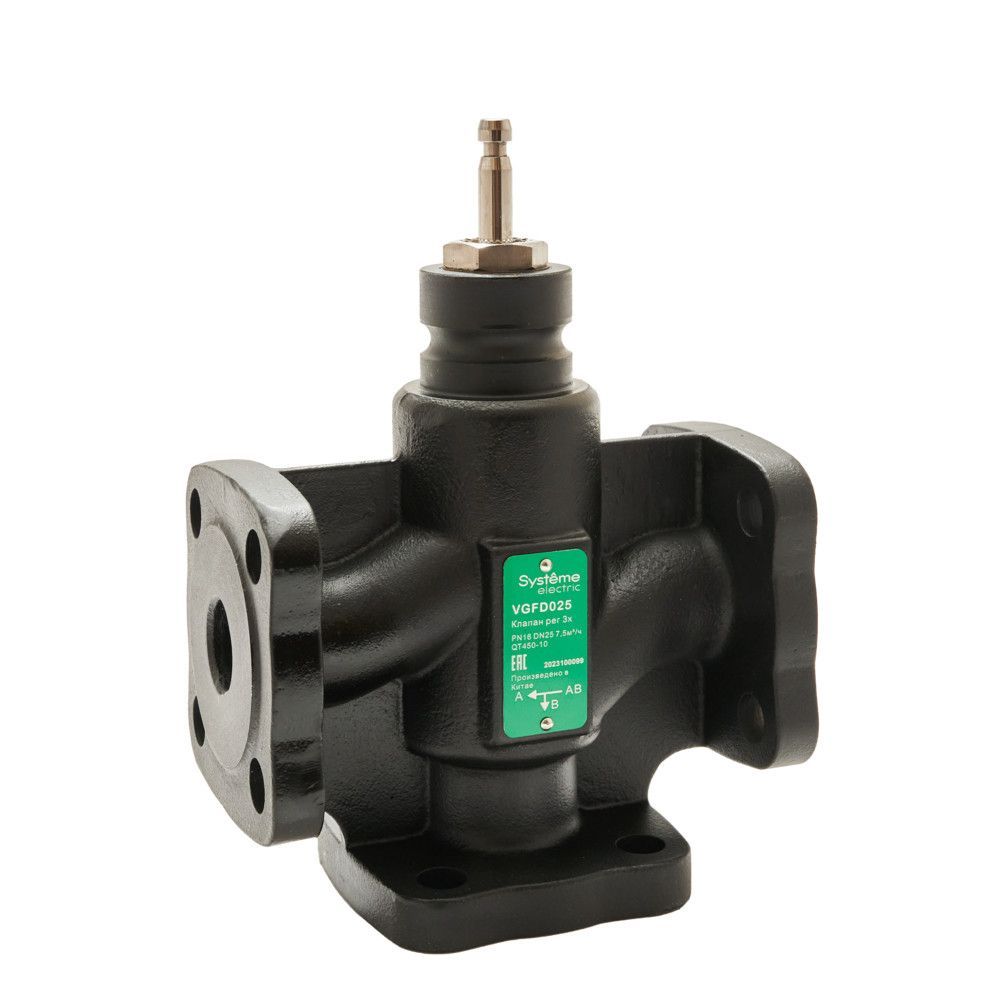Клапан регулирующий 3-ход разд фланц PN16 DN25 7,5м³/ч -20…+130°С фото