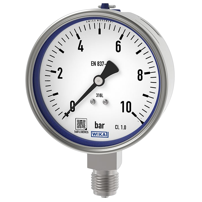 232.50.100+990.10 PN 100, WIKA D100,  0-25 Бар, М20х1,5, снизу,  кл.1,0,