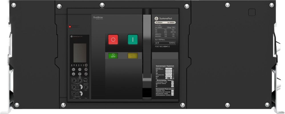 ВОЗДУШНЫЙ АВТ.ВЫКЛ.SYSTEMEPACT ACB63H 6300A 3P 6.0H СТАЦ,ВП MCH+MX+XF AC230V фото