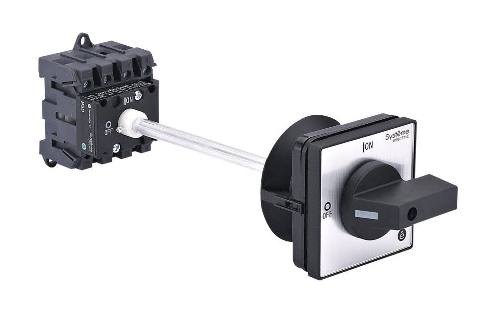 ВЫКЛЮЧАТЕЛЬ-РАЗЪЕДИНИТЕЛЬ 4P 32A IP40 С ЧЁРНОЙ ВЫНОСНОЙ РУКОЯТКОЙ НА ДИН-РЕЙКЕ/ПЛАТЕ фото