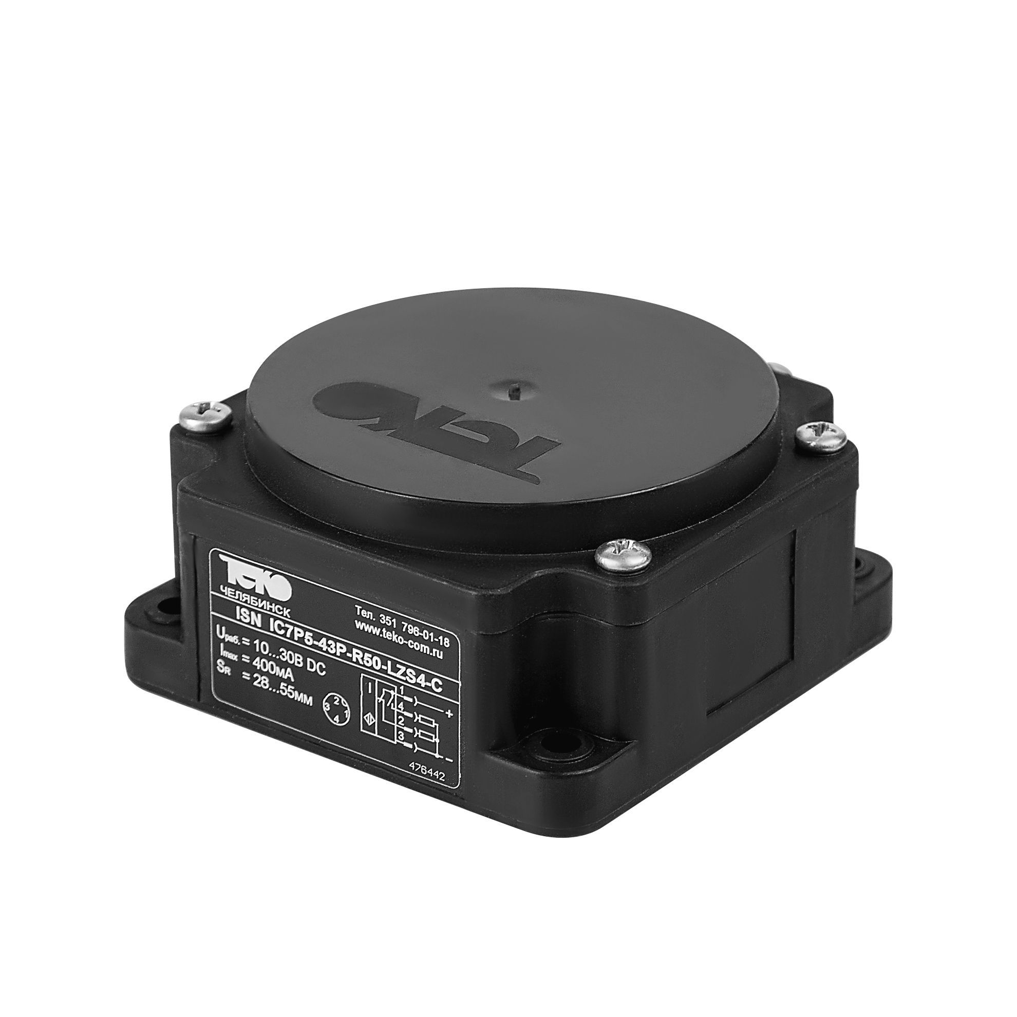 Теко ISN IC7P5-31P-R50-LZS4,Индуктивный датчик,Sn=60мм,Корпус ,Пластик,не заподлицо,10...30DC,PNP NO,IP65, Разъем фото