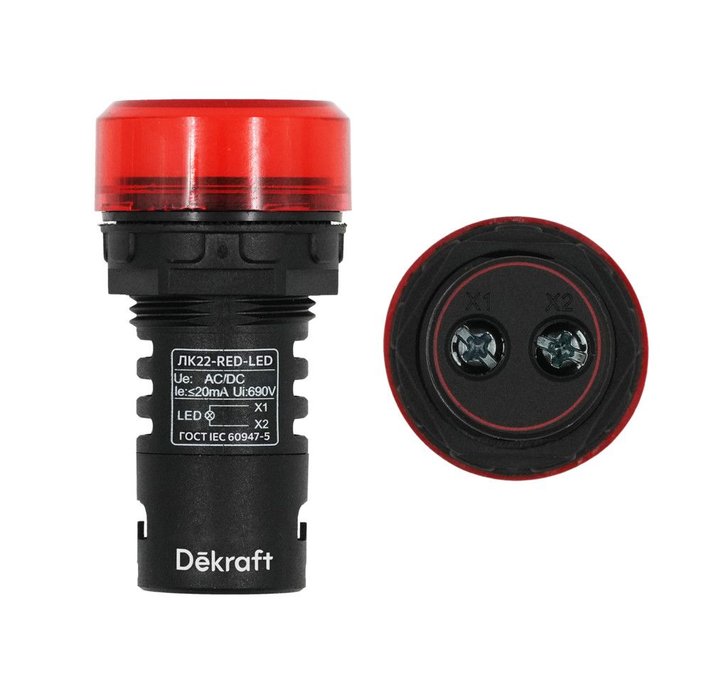 Лампа комм. ADDS D22 LED кр. 24В AC/DC ЛK-22 фото