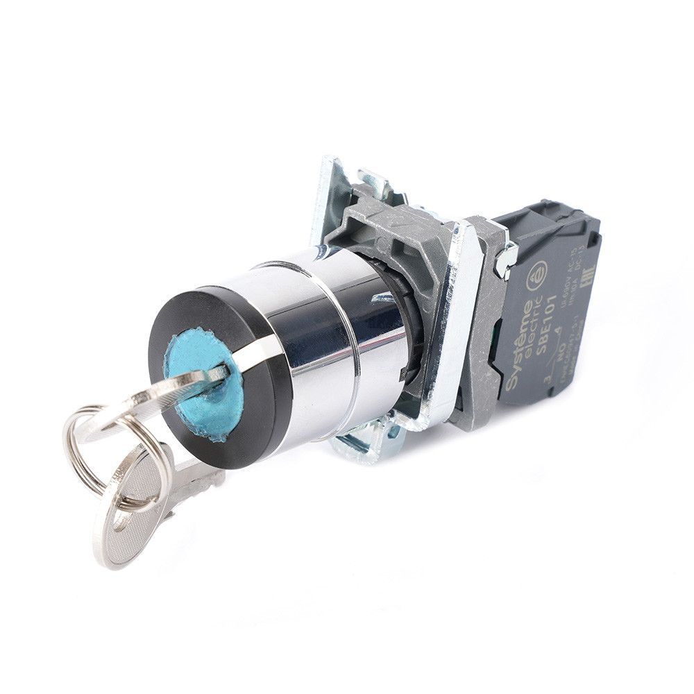 Переключатель SB4 в сборе модульный 22мм 2 позиции с фиксацией ключ 1пол 1НО фото