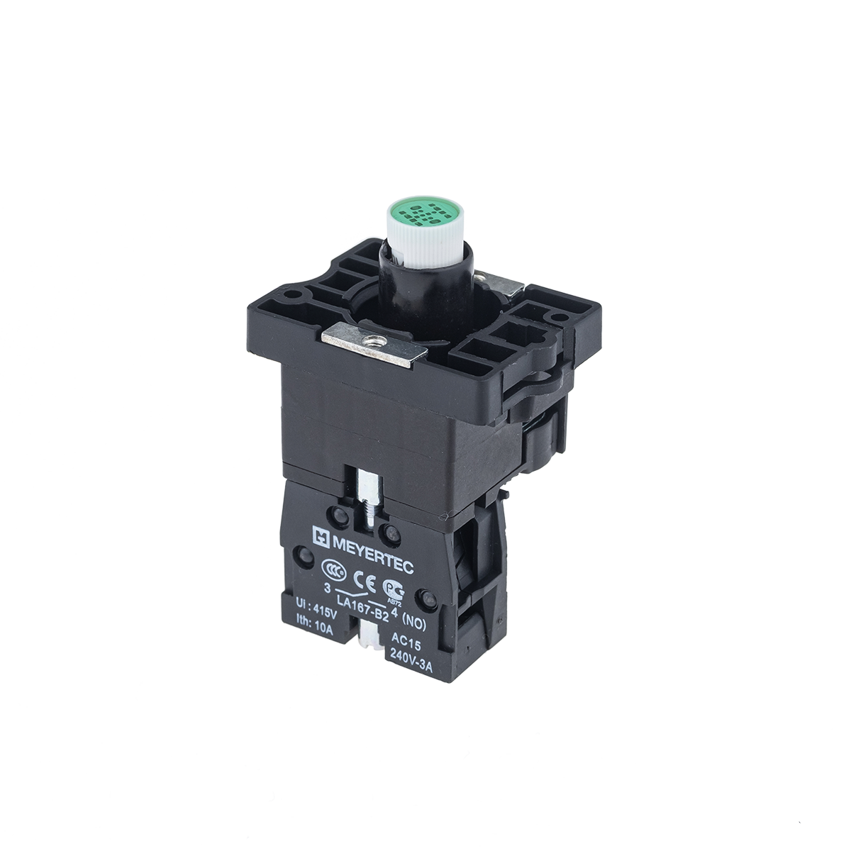 Основание с подсветкой 1NO зеленый 24V, пластик Meyertec MTB2-EW613