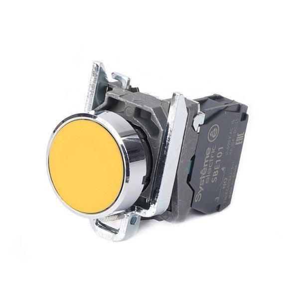 Кнопка SB4 в сборе модульная 22мм желтая с возвратом металл 1НО фото