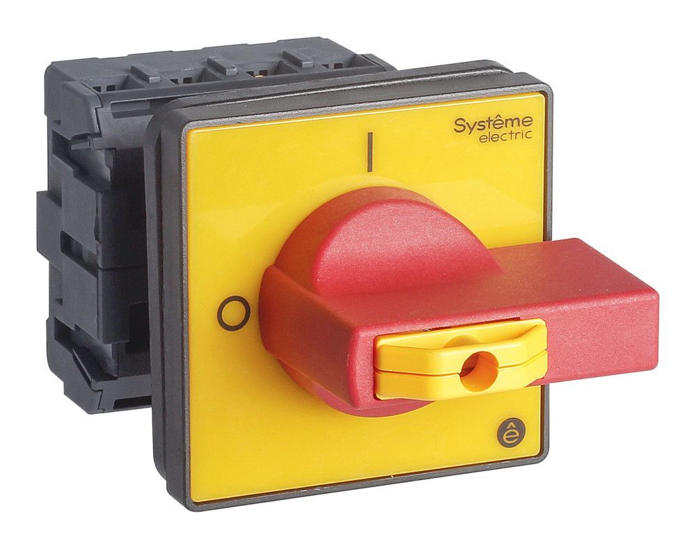 ВЫКЛЮЧАТЕЛЬ-РАЗЪЕДИНИТЕЛЬ 4P 32A IP54 С КРАСНОЙ РУКОЯТКОЙ НА ДВЕРЦУ 4 ВИНТА 1 ЗАМОК фото