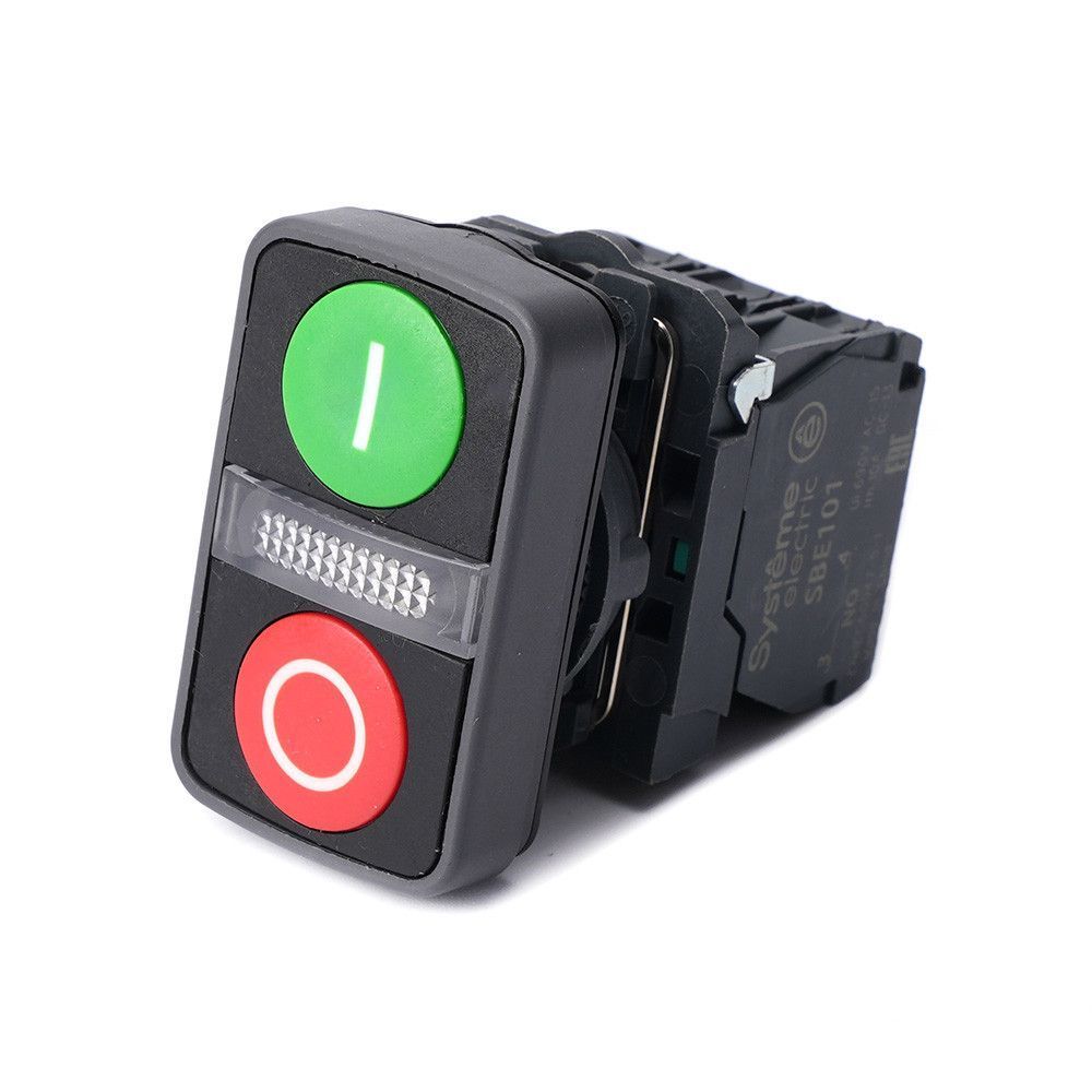 Кн двойн SB5 в сборе модуль 22мм з "I"+сигн лампа+кр "О" пластик 230ВАС 1НО+1НЗ фото