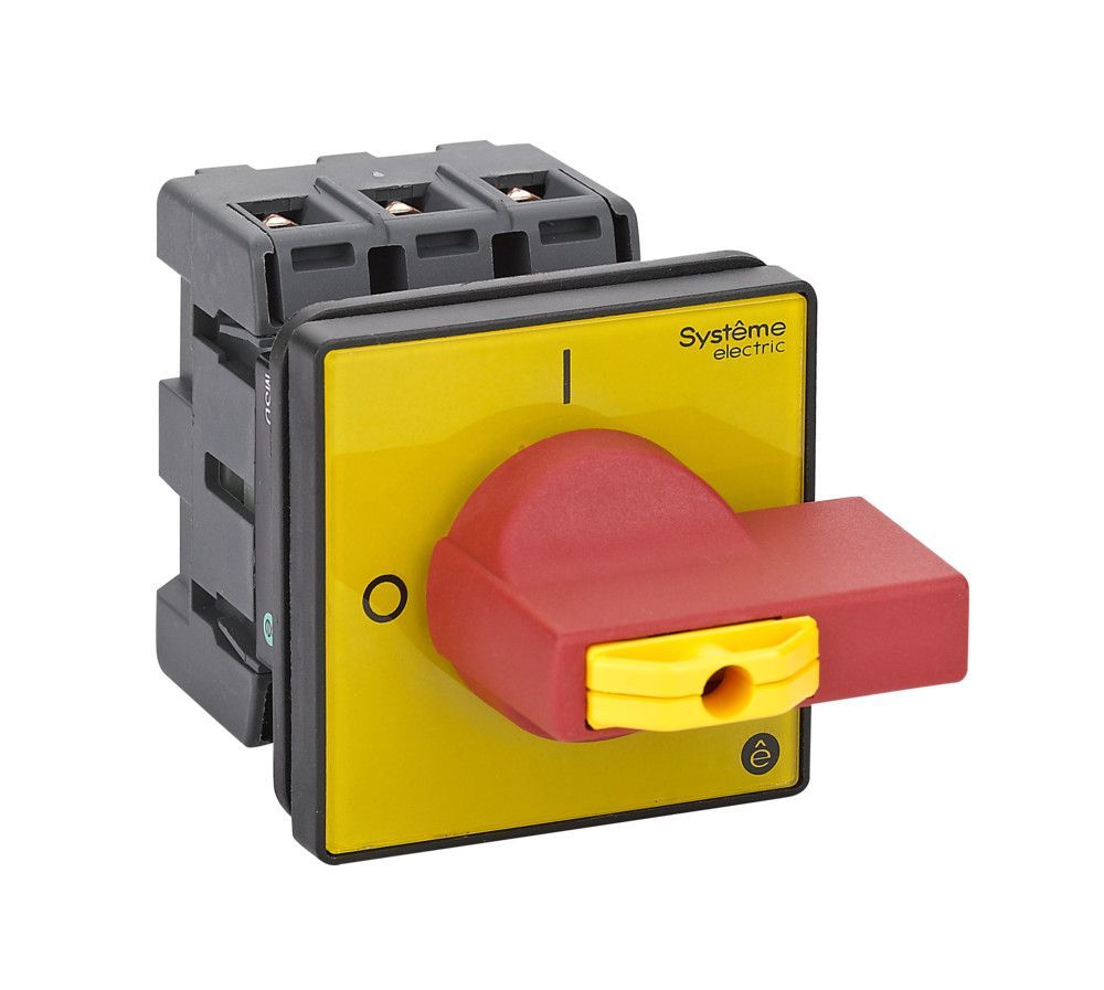 ВЫКЛЮЧАТЕЛЬ-РАЗЪЕДИНИТЕЛЬ 3P 40A IP54 С КРАСНОЙ РУКОЯТКОЙ НА ДВЕРЦУ 4 ВИНТА 1 ЗАМОК фото