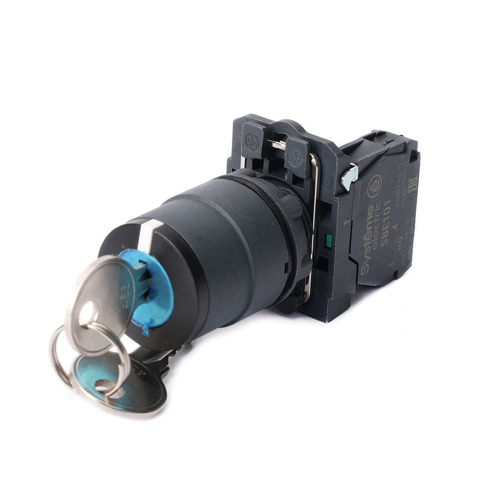 Переключатель SB5 в сборе модульный 22мм 2 позиции с фиксацией ключ 1пол 1НО фото