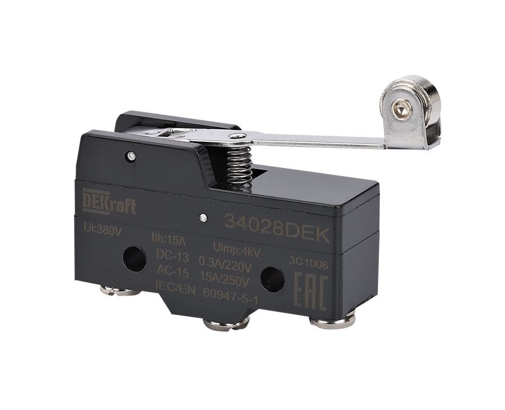 Миниатюрный конц. вык. 1НО1НЗ шарнирного длиннорычажного типа с металлическим роликом фото