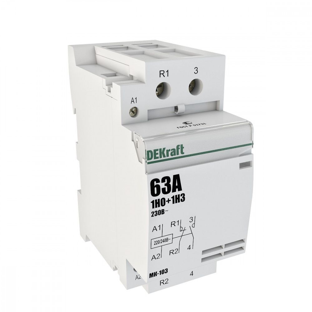 Модульный контактор 1НО+1НЗ 63А 230В МК-103 фото