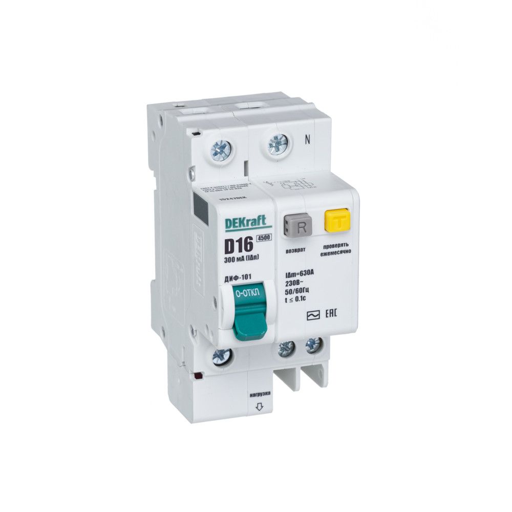 АВДТ 1P+N 16А 300мА AC х-ка D ДИФ-101 4,5кА фото