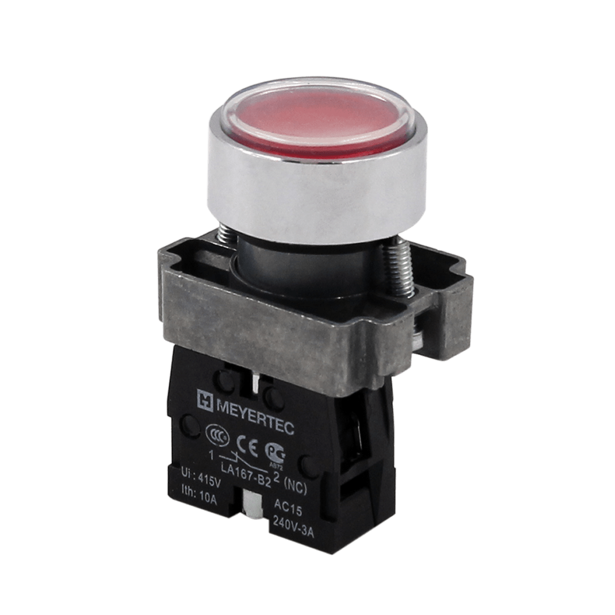 Кнопка плоская красная, 1NС, IP67, металл Meyertec MTB2-BAF42