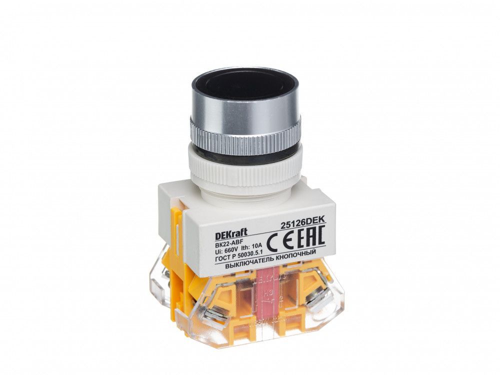 Выкл. кноп. с фикс. ABF D22 черн. 220В ВK-22 фото