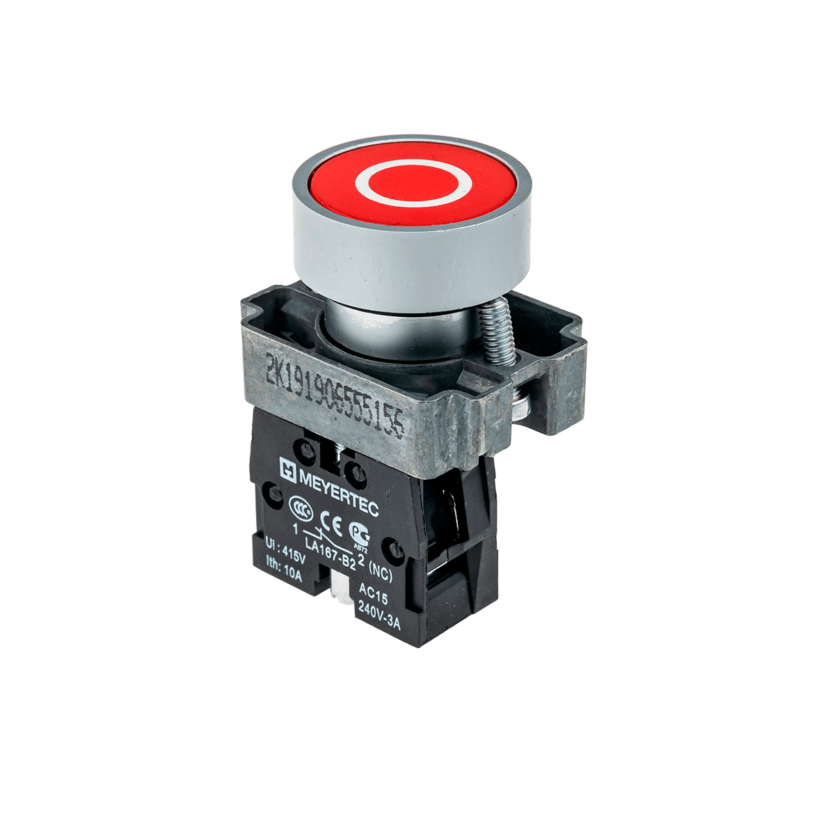 Кнопка плоская, маркировка "О", 1NC, металл Meyertec MTB2-BAZ12432 фото