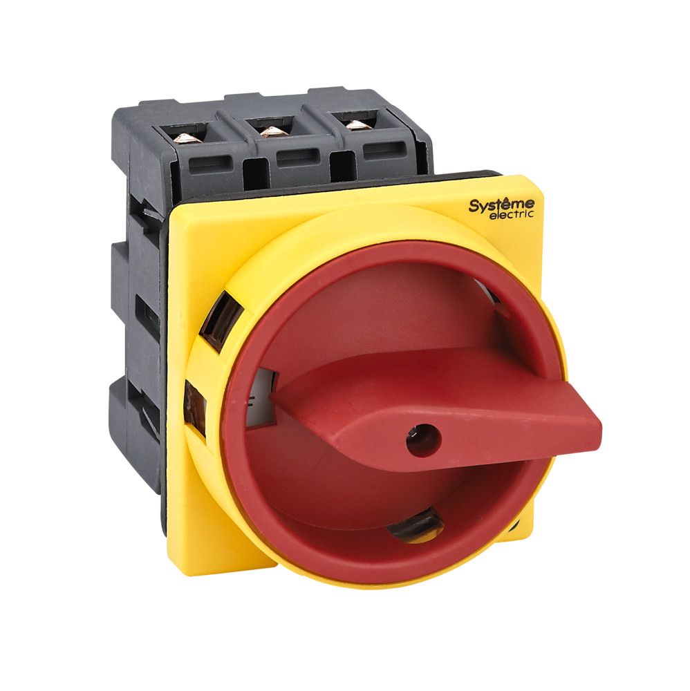 ВЫКЛЮЧАТЕЛЬ-РАЗЪЕДИНИТЕЛЬ 3P 63A IP54 С КРАСНОЙ РУКОЯТКОЙ НА ДВЕРЦУ 4 ВИНТАМИ С ЗАМКОМ фото