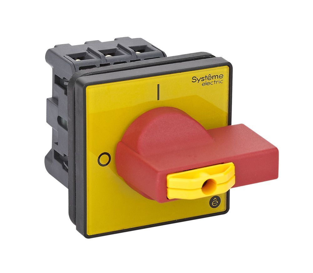 ВЫКЛЮЧАТЕЛЬ-РАЗЪЕДИНИТЕЛЬ 3P 25A IP54 С КРАСНОЙ РУКОЯТКОЙ НА ДВЕРЦУ 4 ВИНТА 1 ЗАМОК фото