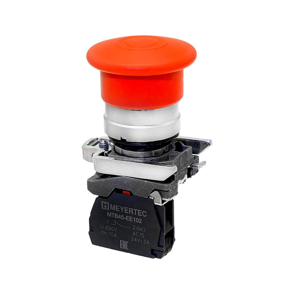 Кнопка грибовидная "тяни-толкай", красная, 40 мм, 1NC, IP65, металл Meyertec MTB4-BT42 фото