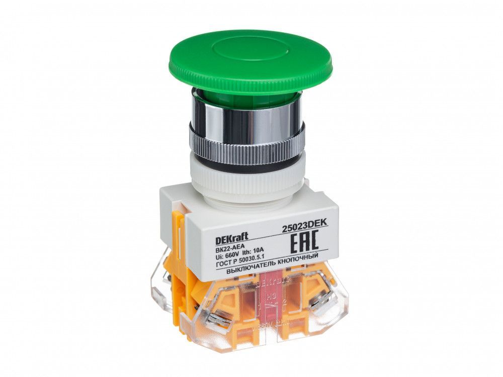 Выкл. кноп. грибок AEA D22 ЗЕЛЕНЫЙ 220В ВK-22 фото