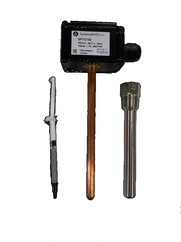 Датчик температуры погружной, 0…+50°С 4…20мА 150мм =15…35В с гильзой 100мм IP65 фото