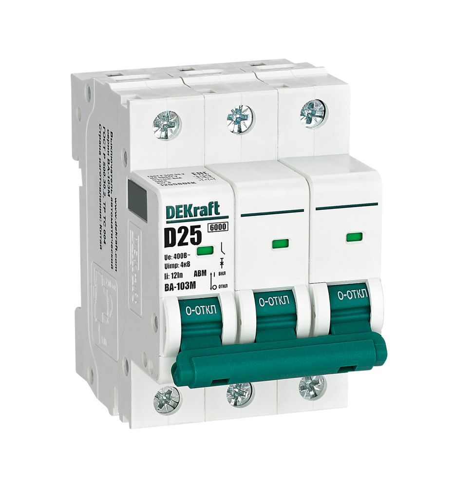 Автоматический выключатель ВА-103М 3P 25А D 6кА без теплозащиты фото