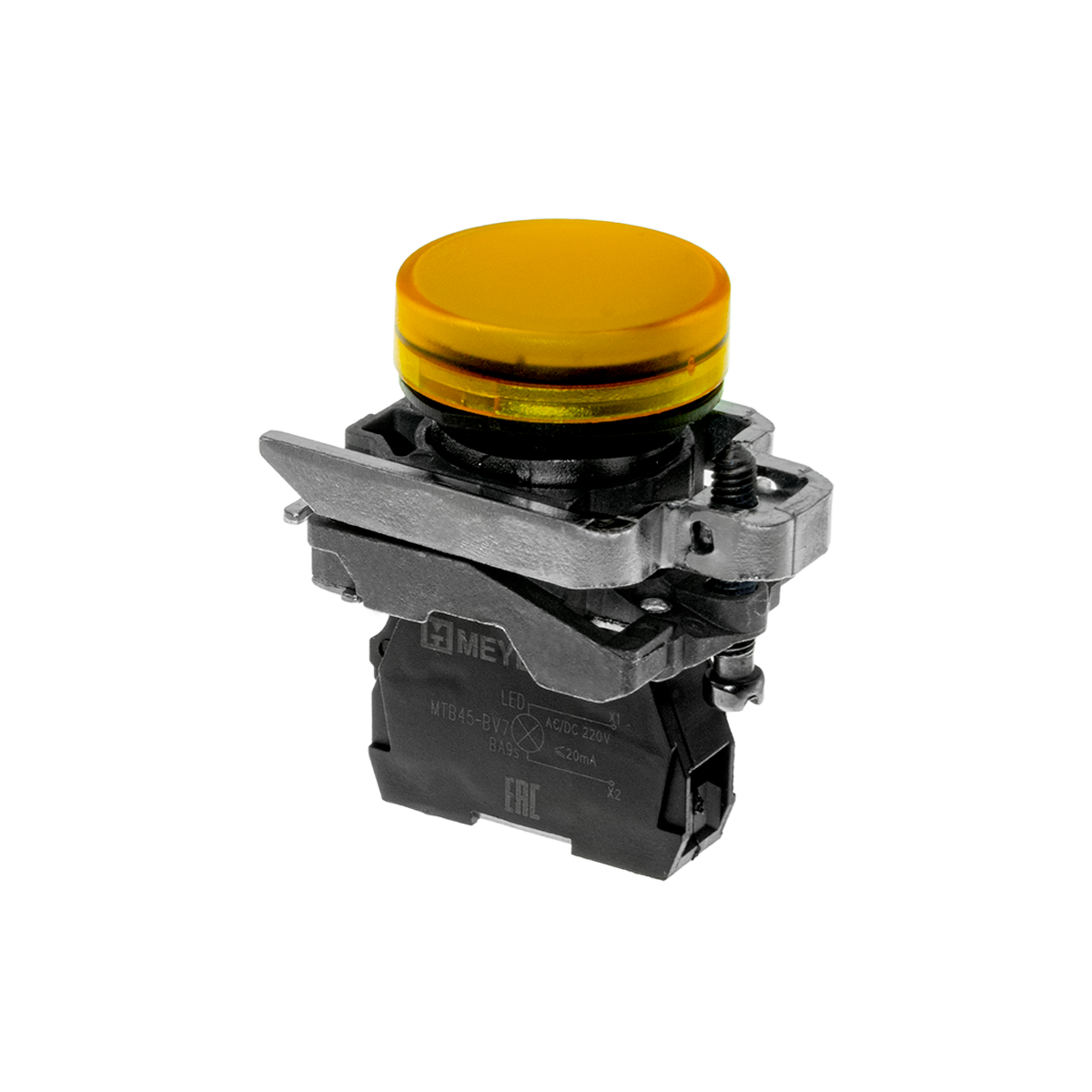 Лампа сигнальная желтая, 220V AС/DC, IP65, металл Meyertec MTB4-BV753