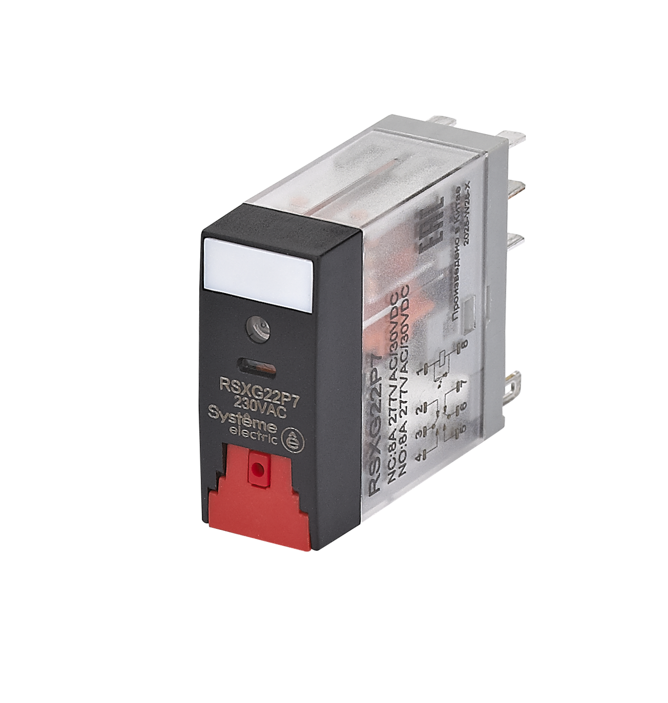 Реле 8A 2CO 230VAC тест кнопка LED фото