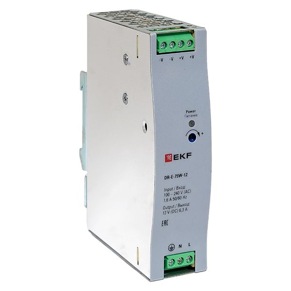 Блок питания на дин рейку 75Вт,Uвх ~ 220 В AC, Uвых - 12 В DC постоянного тока фото