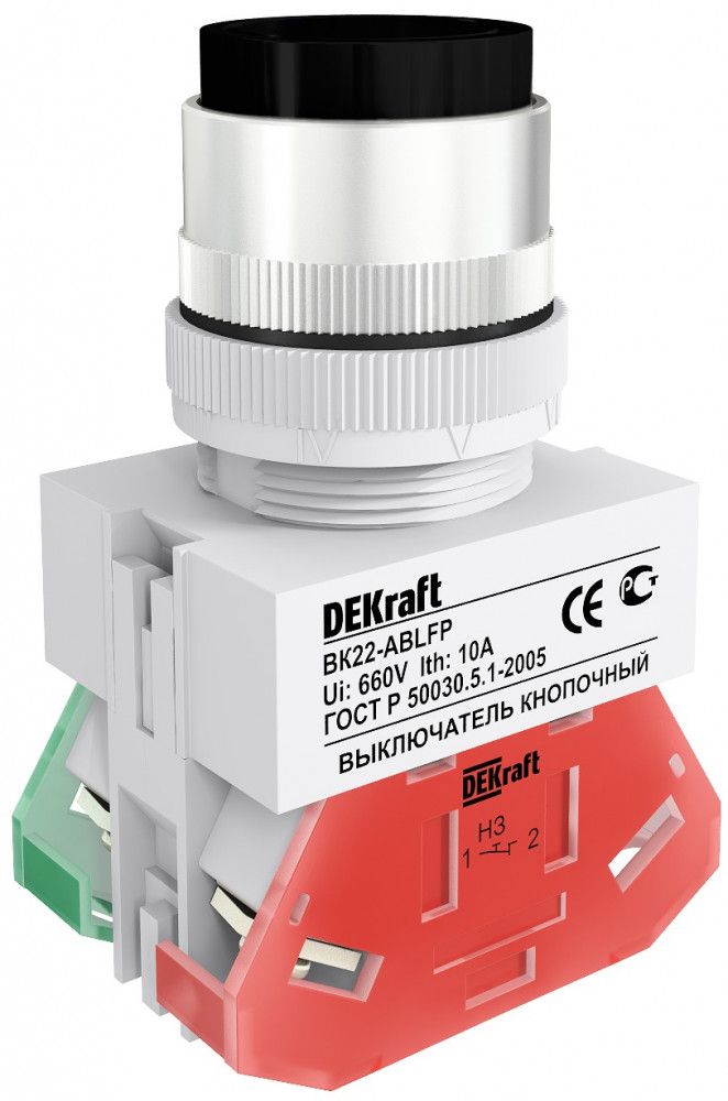 Выкл. кноп. ABLFP D22 ЧЕРНЫЙ 220В ВK-22