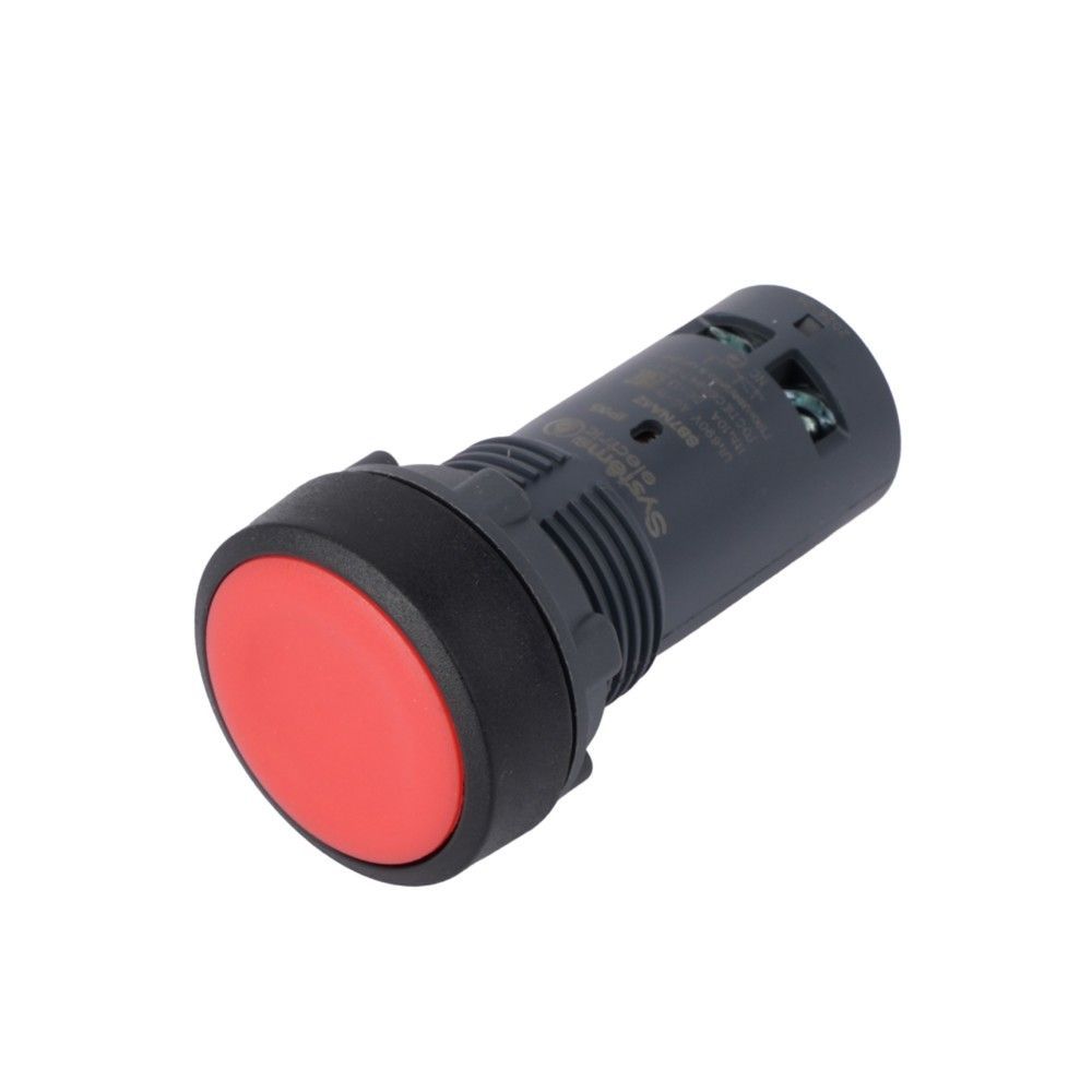 Кнопка SB7 моноблочная 22мм красная с возвратом, пластик, 1НЗ, IP65 фото