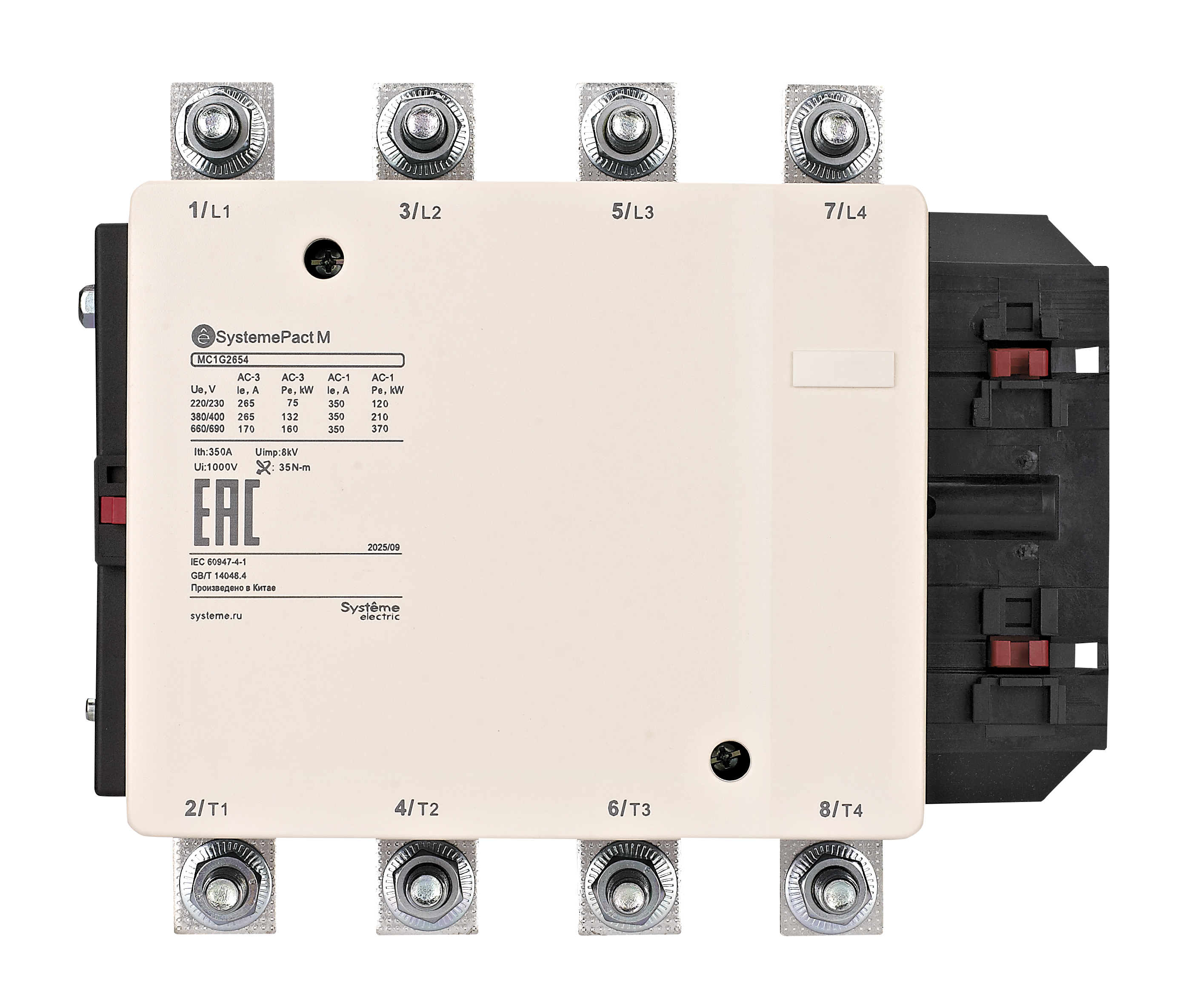 КОНТАКТОР MC1G 4P (4НО) AC1 350A 415В 50/60ГЦ фото