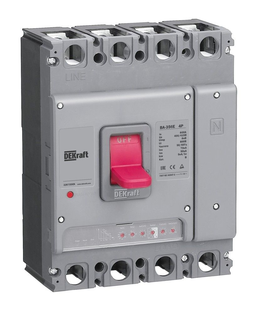 Силовой авт. выключатель с электрон. расц. 4P 800А 70кА ВА-356E фото
