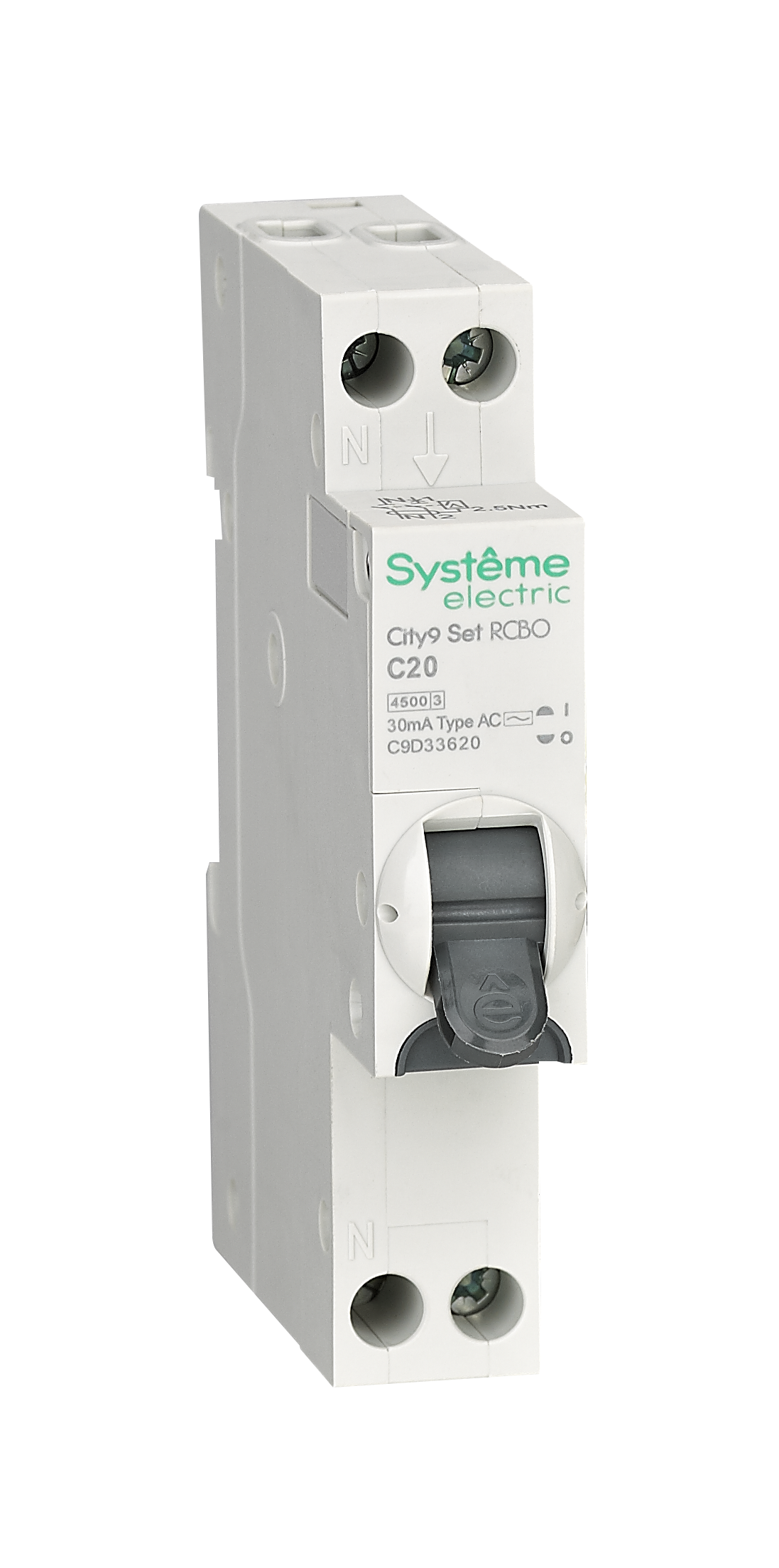 City9 АВДТ 1П+Н C20 4500A 30мА AC 18мм фото