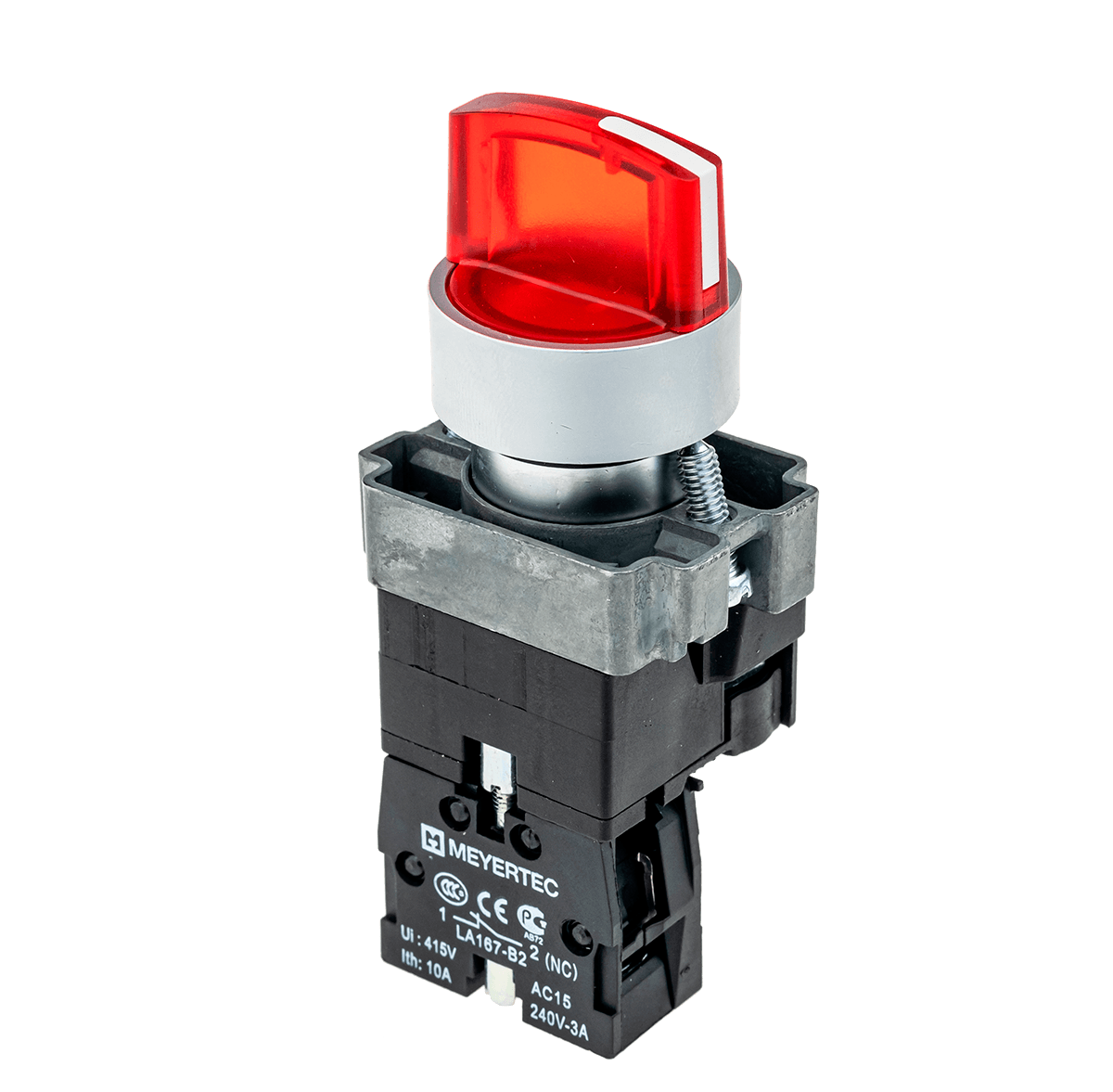 Переключатель с подсветкой, с фиксацией, 24V AC/DC, красный, 2 положения, 1NC Meyertec MTB2-BK2461 фото