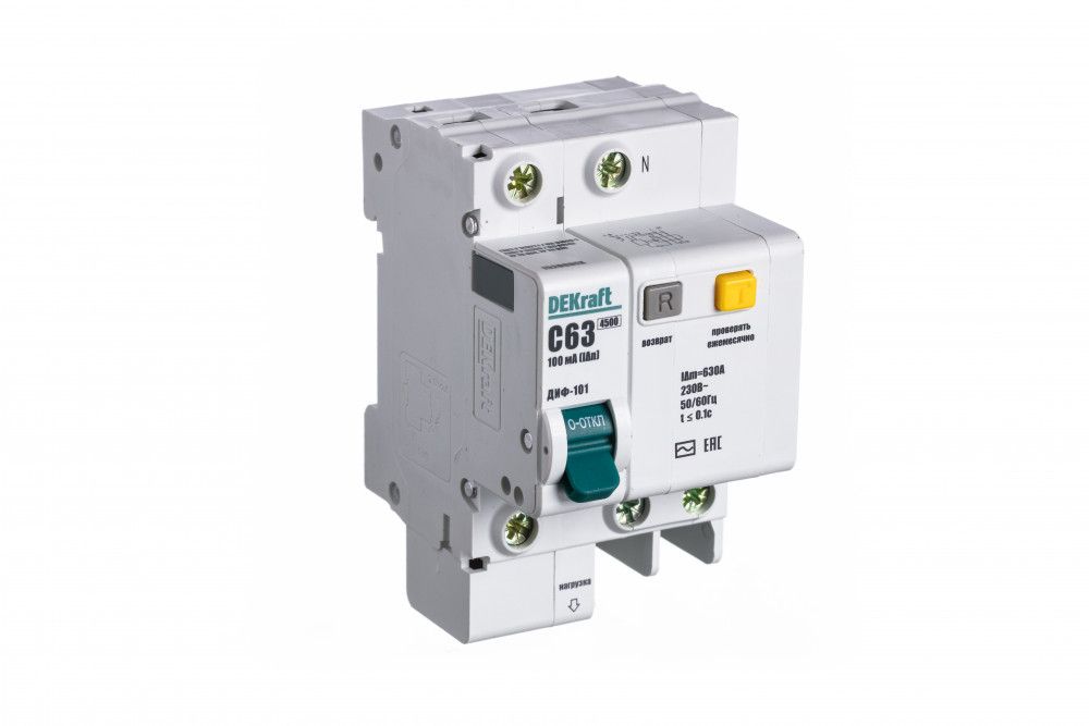 АВДТ 1P+N 63А 100мА тип AC х-ка C ДИФ-101 4,5кА фото