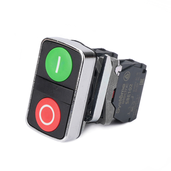 Кнопка SB4 двойная в сборе модульная 22мм зеленая "I"+красная "O" металл фото