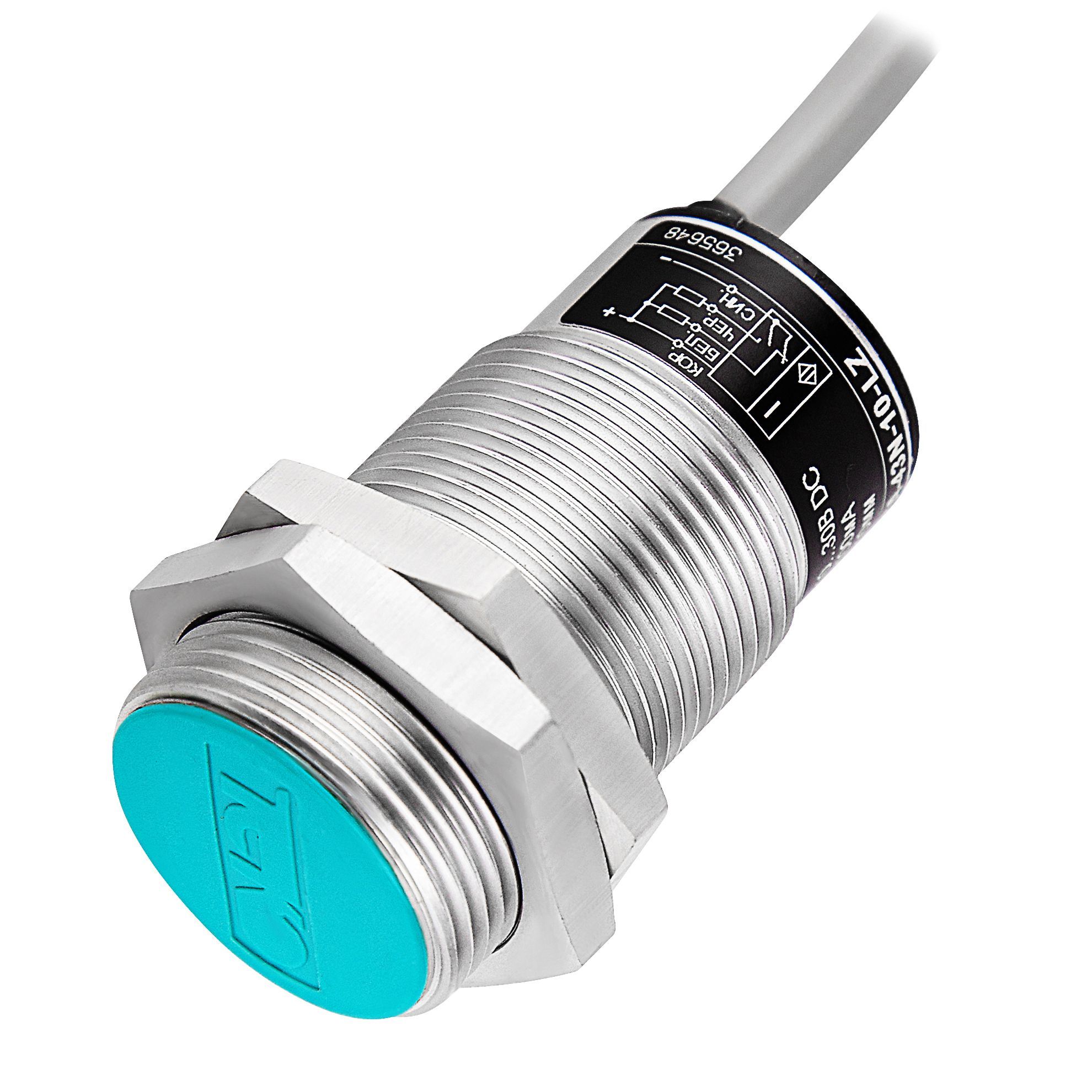 Теко ISB A7A-31P-10-LZ, Индуктивный датчик,Sn=10 мм,корпус М27x1,5 Алюминий заподлицо,10...30DC NO PNP,IP67,кабель фото