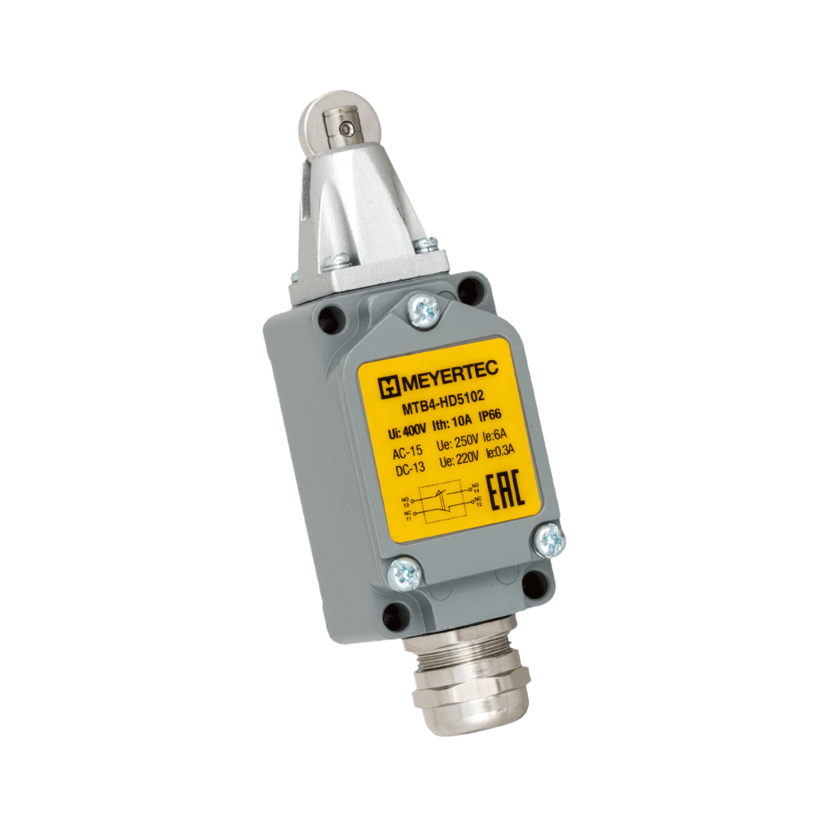 Выключатель концевой, IP66, ролик стальной горизонтальный нажимной Meyertec MTB4-HD5102 фото