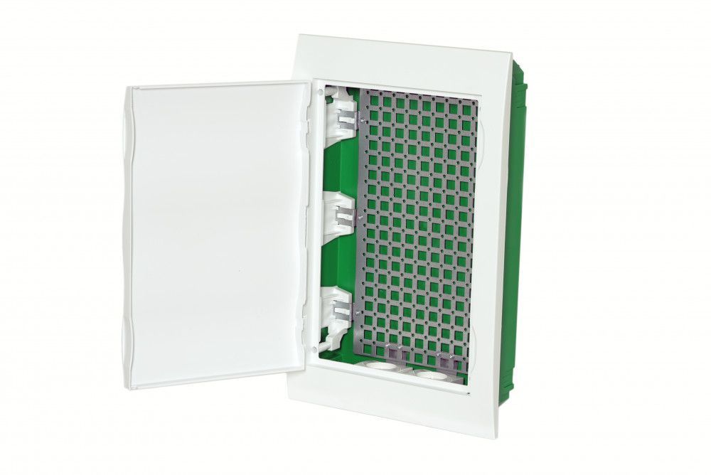 City9 Box IT корпус встраиваемый с белой дв. 3ряд/36мод 2 розетки фото