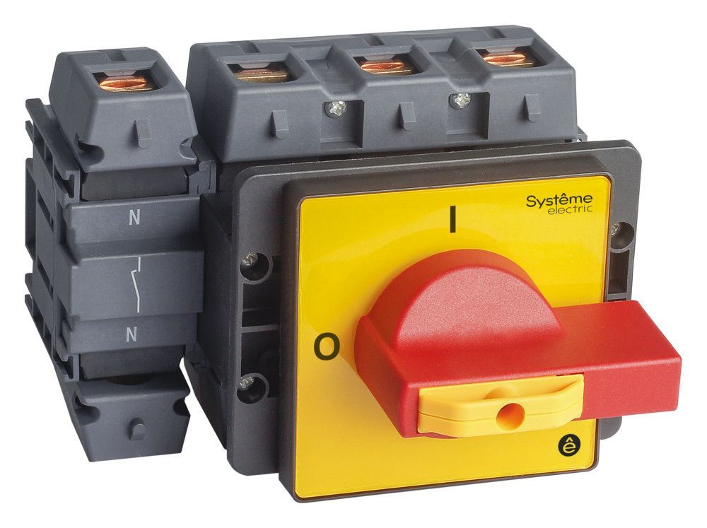 ВЫКЛЮЧАТЕЛЬ-РАЗЪЕДИНИТЕЛЬ 4P 125A IP40 С КРАСНОЙ РУКОЯТКОЙ НА ДВЕРЦУ 4 ВИНТА 1 ЗАМОК фото